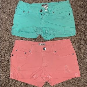 MUDD coral and mint green shorts